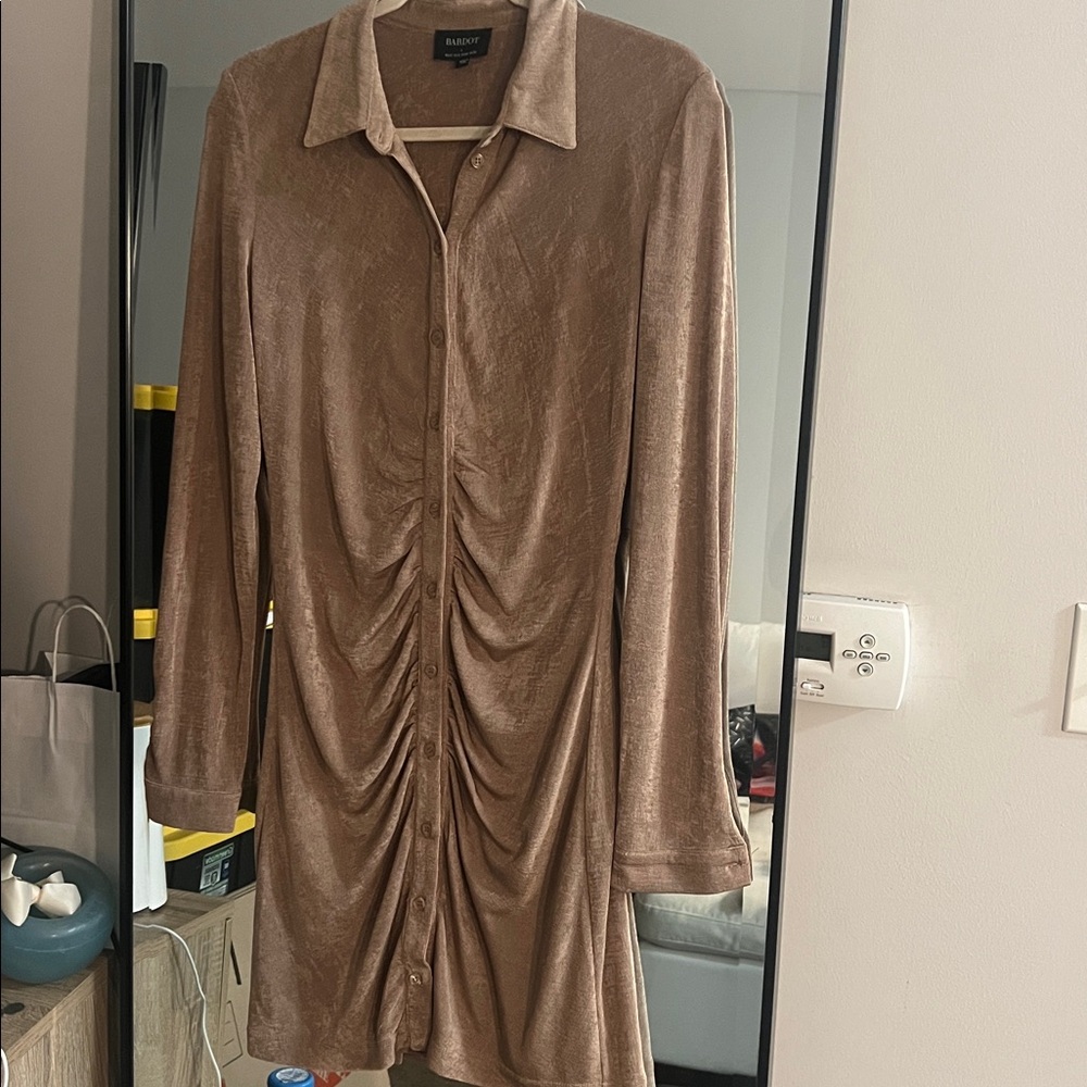 Bardot Beige Textured Button-Up Shirt